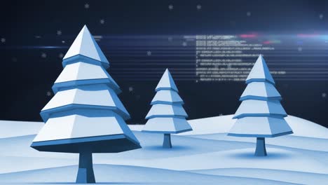 animation of text and snow falling in digital winter landscape