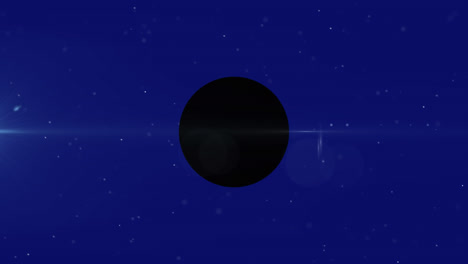 animación de moléculas sobre el círculo negro de halloween sobre fondo azul