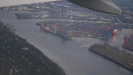 aerial view of port from airplane