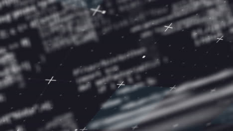 animación de marcadores blancos sobre el procesamiento de datos en fondo negro