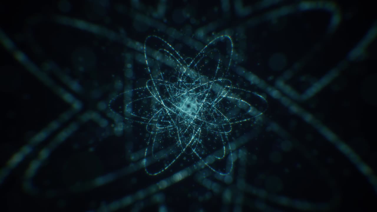 Blue Abstract Scientific Molecule Particle Atom Structure Background Loop