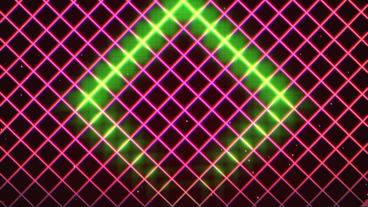 Zářící neonový diamant se zelenými a červenými liniemi