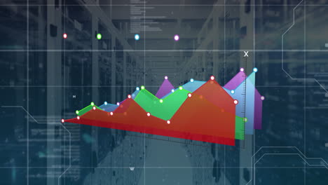 animación del procesamiento de datos en la sala de servidores