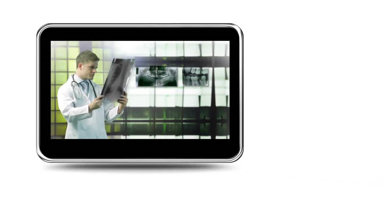 montaje de médicos examinando radiografías