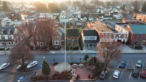 town square at daybreak