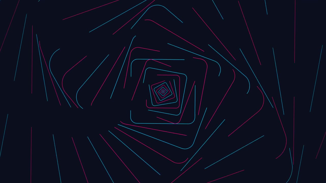 Abstract Motion Background with Rotating Neon Geometric Lines