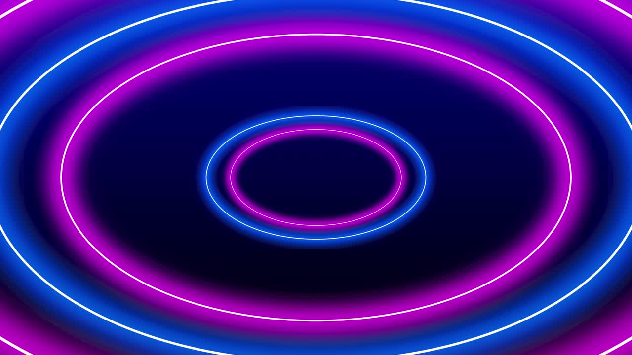 bucle de círculo oval elipse marco de luz de neón zoom movimiento con espacio de copia. bucle futurista 3d bucle azul rosa láser marco de luz etapa de bucle sin costuras fondo