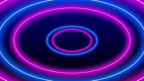 bucle de círculo oval elipse marco de luz de neón zoom movimiento con espacio de copia. bucle futurista 3d bucle azul rosa láser marco de luz etapa de bucle sin costuras fondo