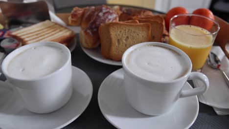 close up video of italian breakfast for two