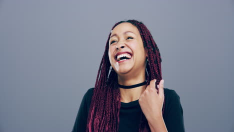 happy woman with red braids