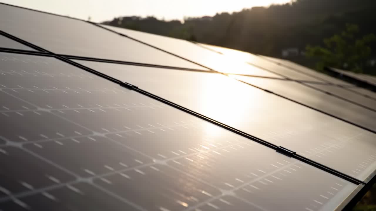 Captivating Sunset Reflections on Solar Panels: Exploring Renewable Energy Efficiency and Innovation in Sustainable Technology