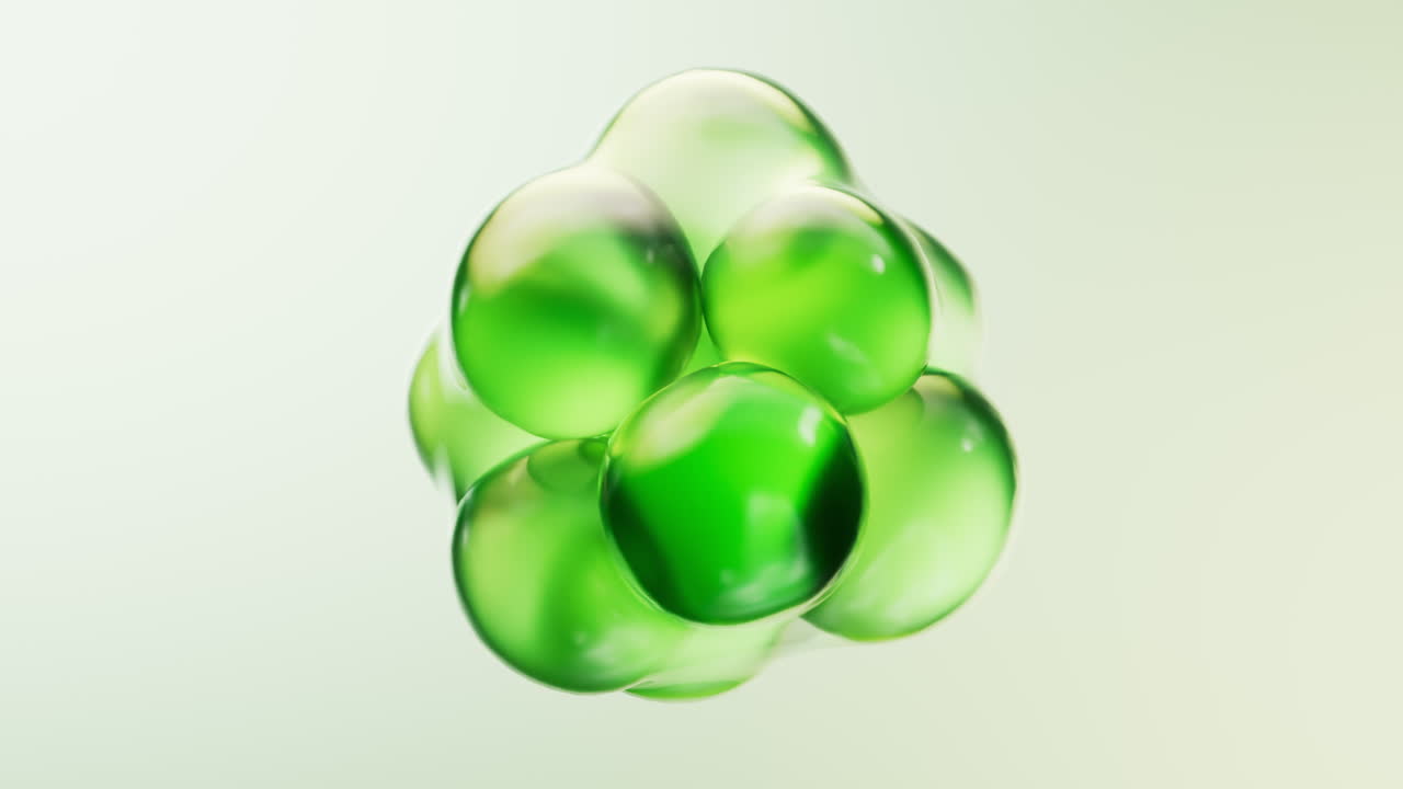Transparent green bubbles background, 3d rendering