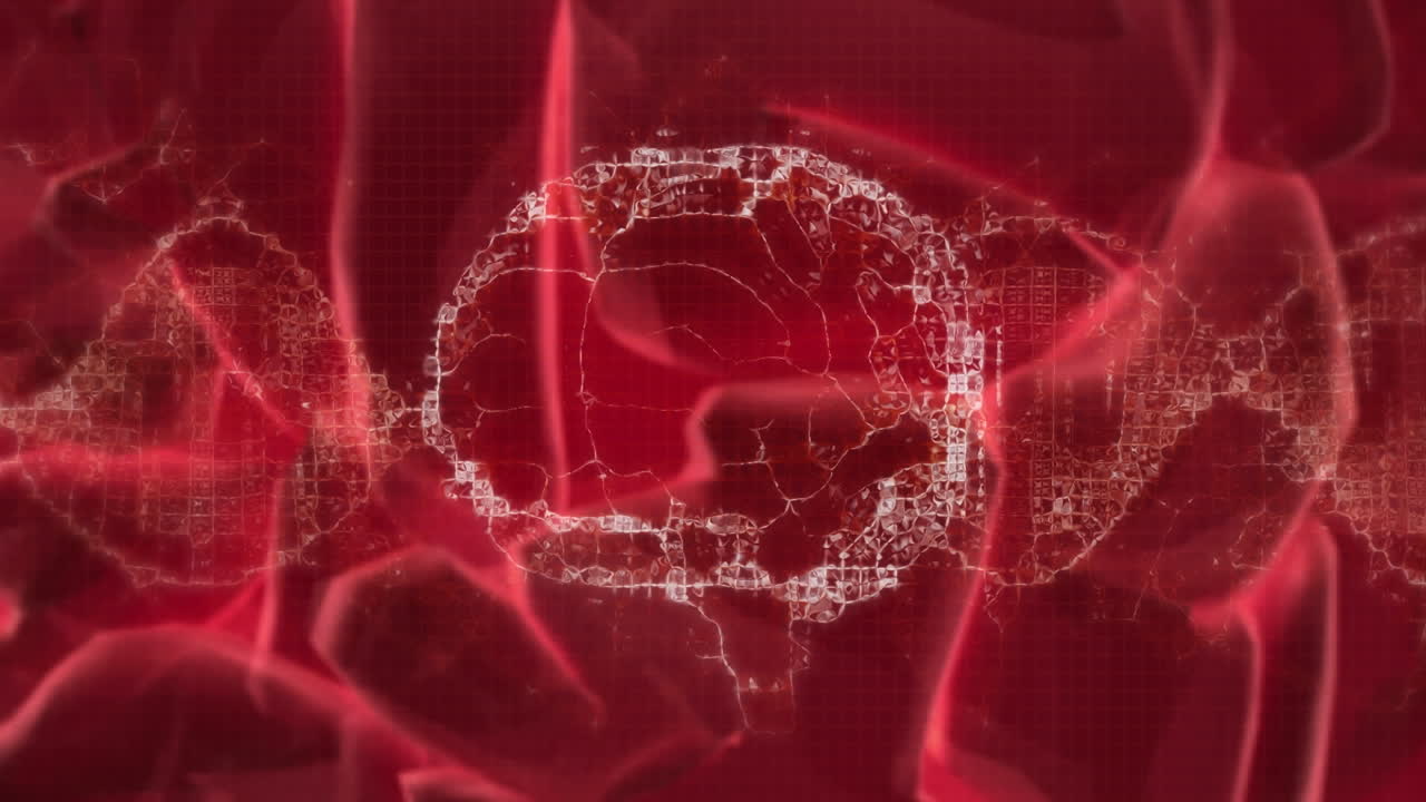 3d 인간 뇌와 dna 가닥 회전의 애니메이션