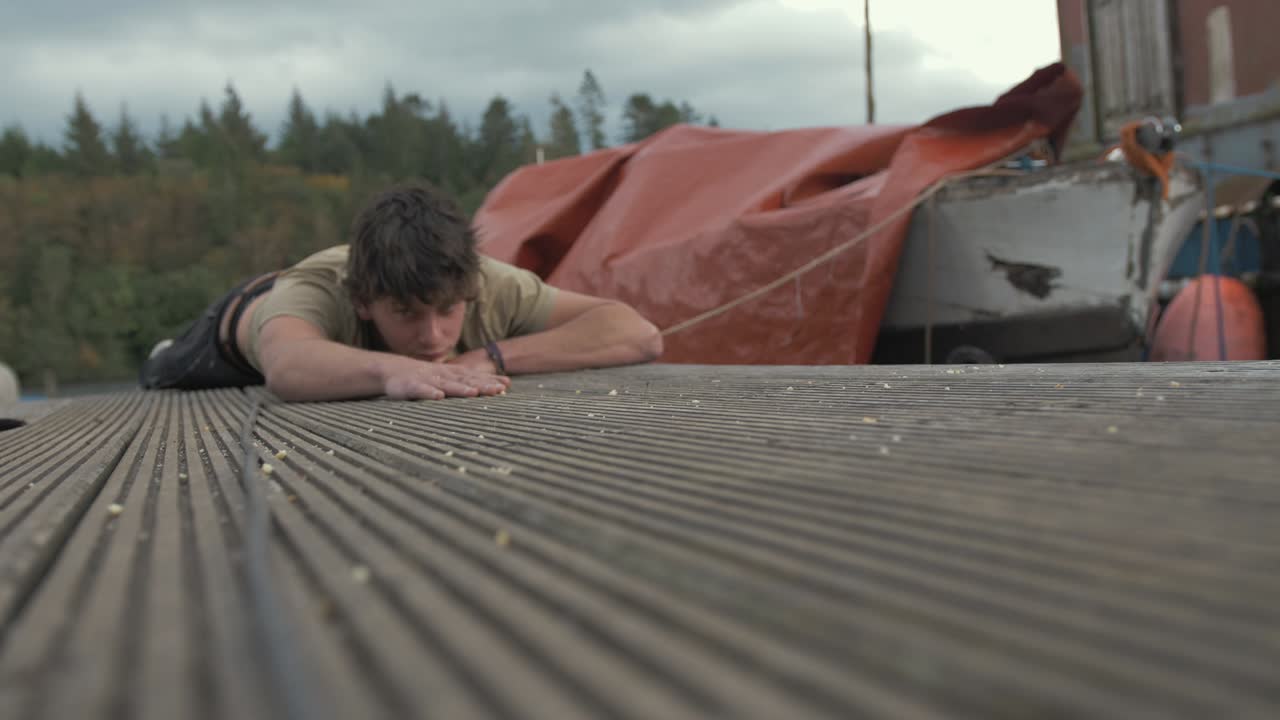 밍크는 실시간으로 인간의 손에서 부스러기를 제거합니다.