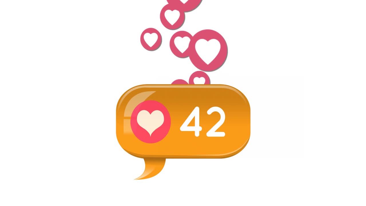 Heart icon with increasing numbers and hearts moving
