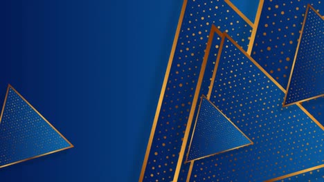 blue and golden triangles abstract tech motion background