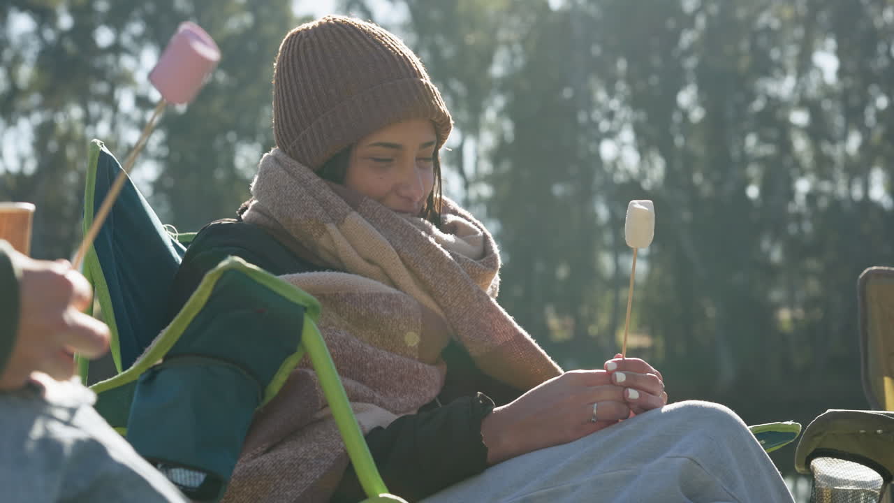 마쉬멜로우, 캠핑 또는 캠프 불에 의해 친구