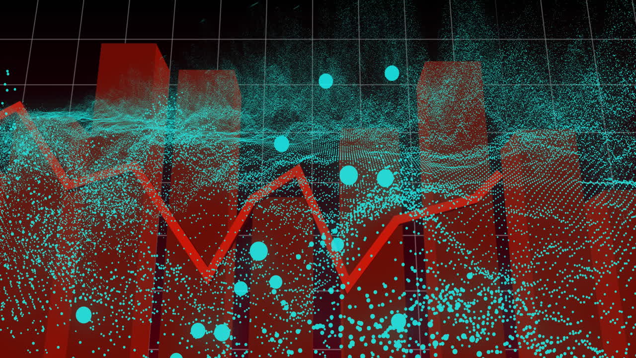 animación del procesamiento de datos y formas sobre fondo negro