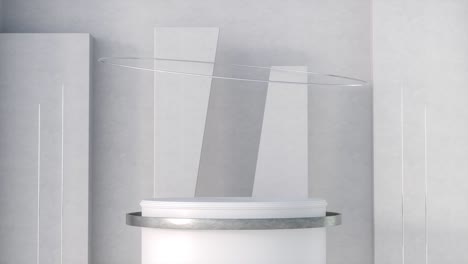 fondo de exhibición de stand de productos elegante y moderno en fondo de color blanco. ciclo de animación 3d render