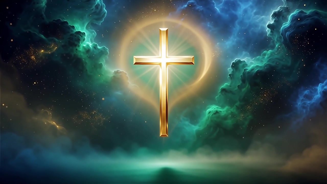 Christian Cross Heavenly Light Worship Background