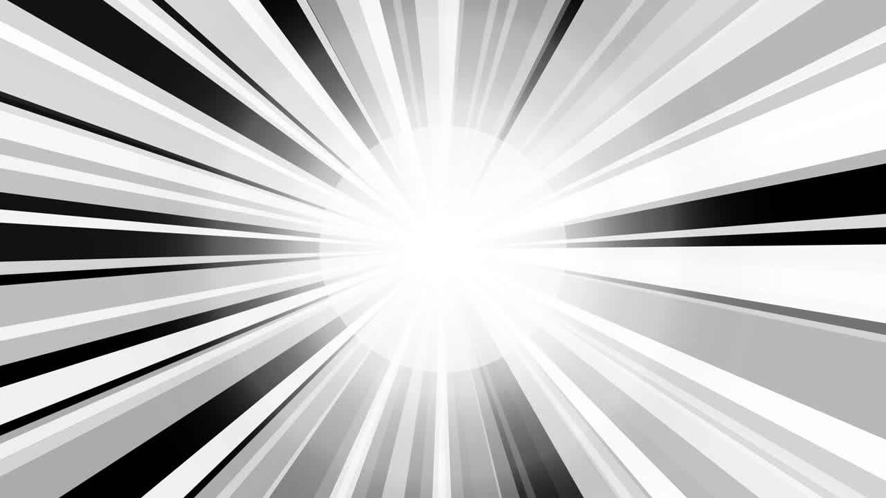 White Sunburst Starburst rays background. Rotating Sun ray animation background. Animated shining sun against bright blue sky. Animation with Alpha (transparent background) for easy use in your video.