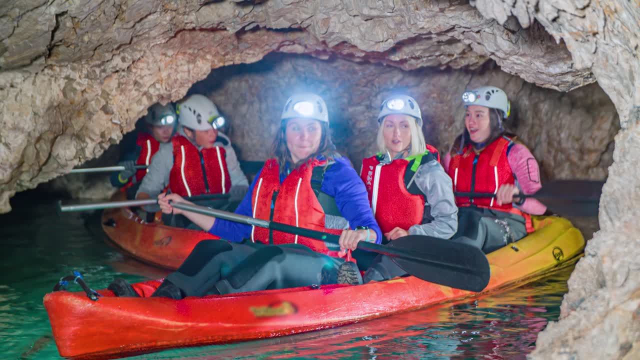 Young explorers get scared and lost in underground while kayaking