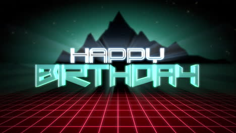 Happy-Birthday-with-mountain-and-red-grid-in-night-in-80s-style