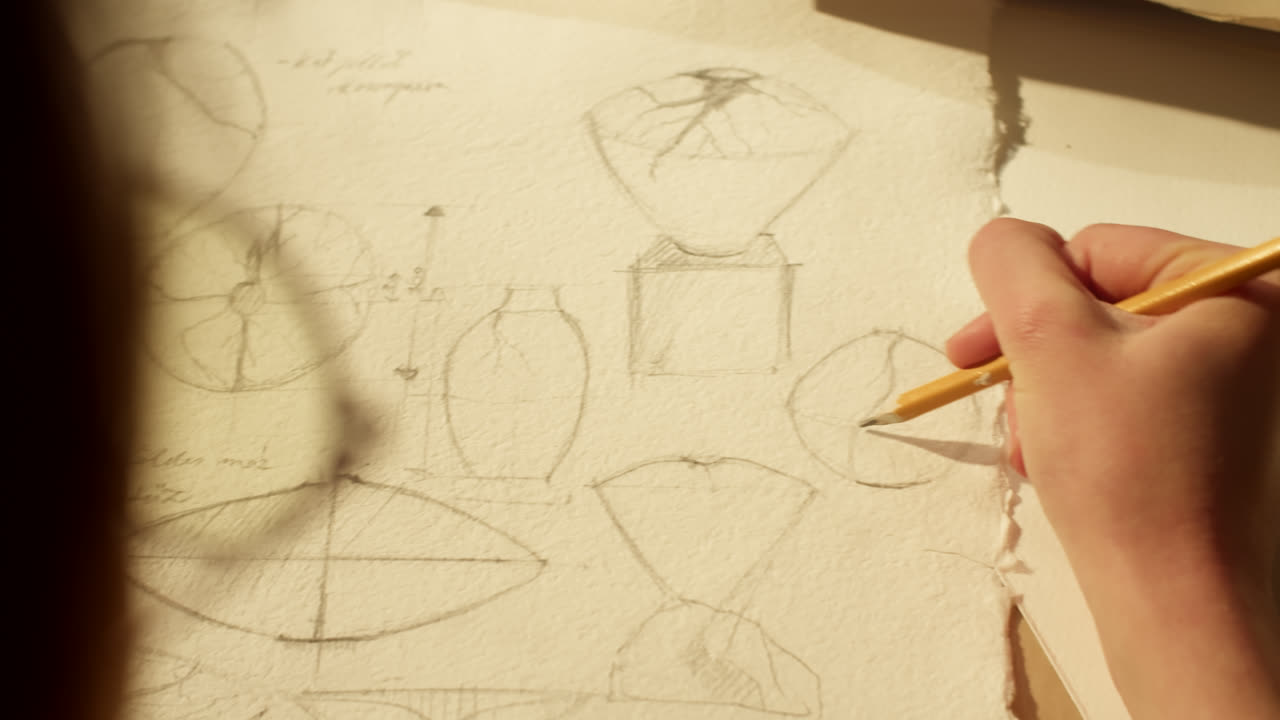 Person Sketching Designs on Paper