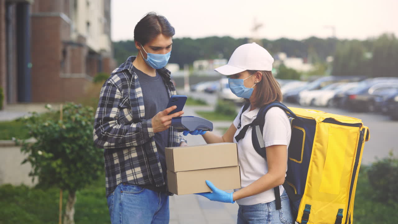 Delivery of Packages in a Residential Area During Pandemic