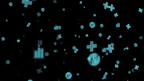 animation of social media icons over black background