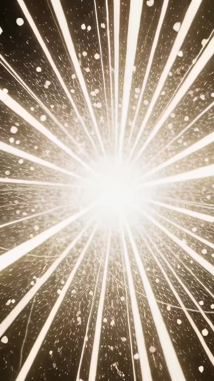 Vertical video: Appearing core pulsing, casting beams and sending sparks in dark void, forming halo