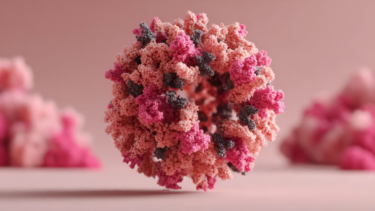 A Vibrant and Textured Close-Up of a Floating Abstract Formation Surrounded by Soft Pink and Coral Hues, Capturing the Beauty of Colorful Textures in a Unique Arrangement