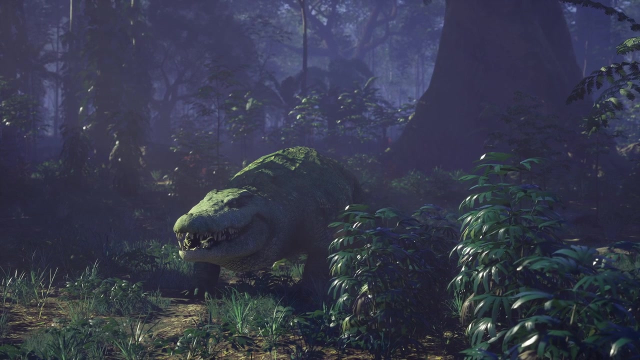 Vegetation layers create natural armor hiding crocodile from view