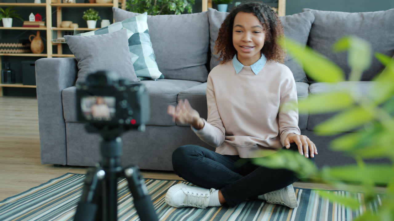 Young Woman Vlogging at Home