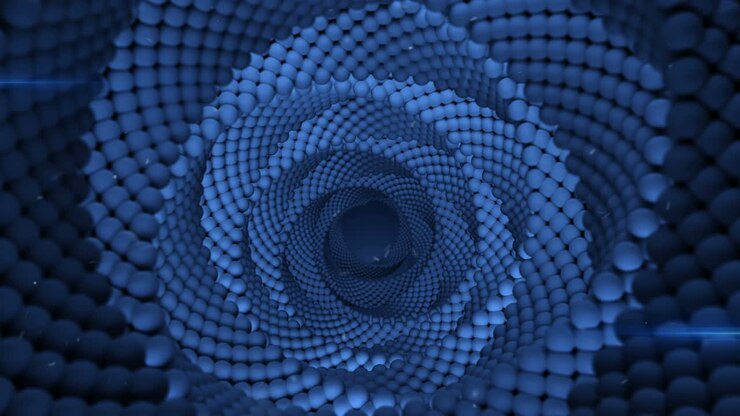Blue vortex tunnel seamless loop 3D render animation