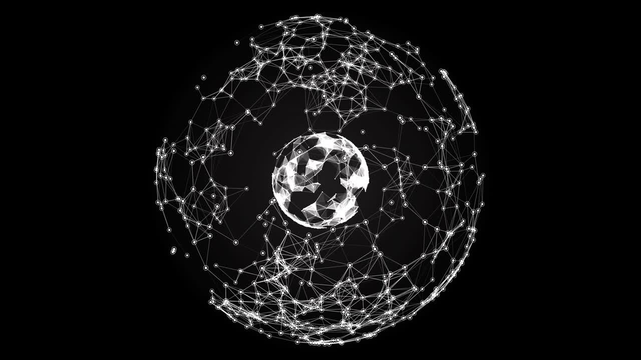 Abstract, futuristic spheres on a black background. Plexus. Digital background.