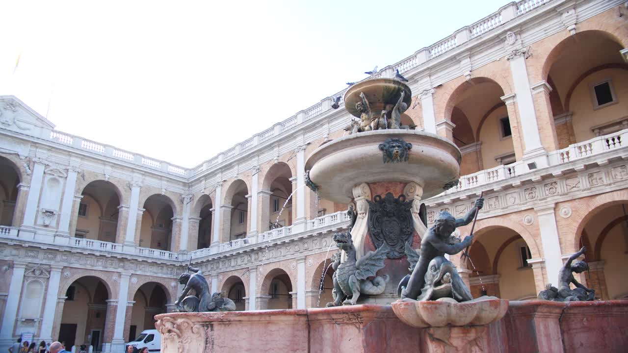 Ornate Fountain in a Historic Italian Courtyard