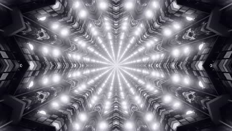 túnel en forma de estrella con luces monocromáticas brillantes en las esquinas