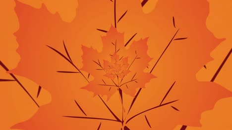 Animation-of-autumn-orange-leaves-moving-on-seamless-loop