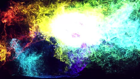 las partículas de brillo se extienden como efecto de tinta. luma mate como canal alfa. la bola emisora emite remolinos de partículas de brilla que forman rastros de luz. nube de partículas. colorido hermoso bg con partículas