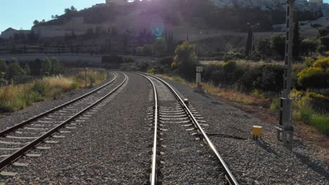 train tracks in a scenic landscape