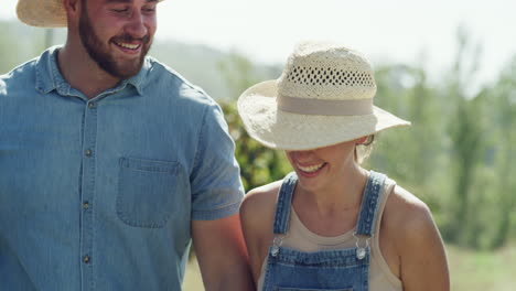 happy couple at a vineyard