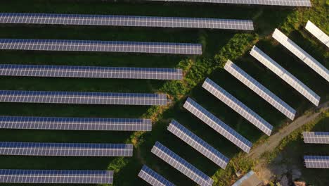 Top-Down-Antenne-Des-Photovoltaik-Kraftwerks,-Steigende-Umlaufbahn-Zeigt-Solarpark