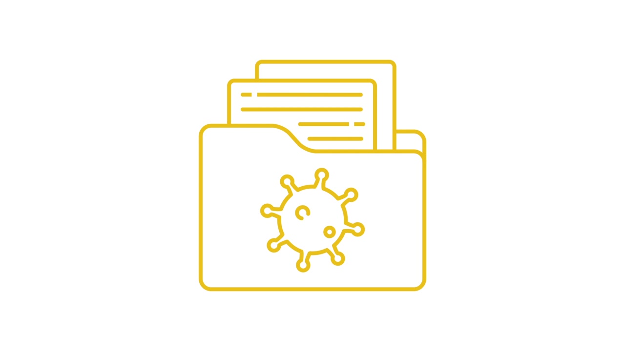 Animated Icon of Folder with Documents and Virus
