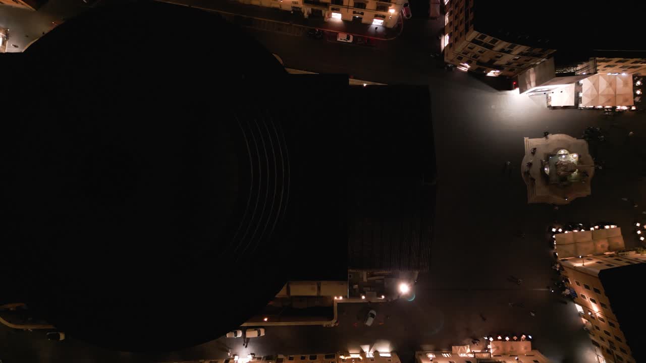 Aerial Night View of a City Square