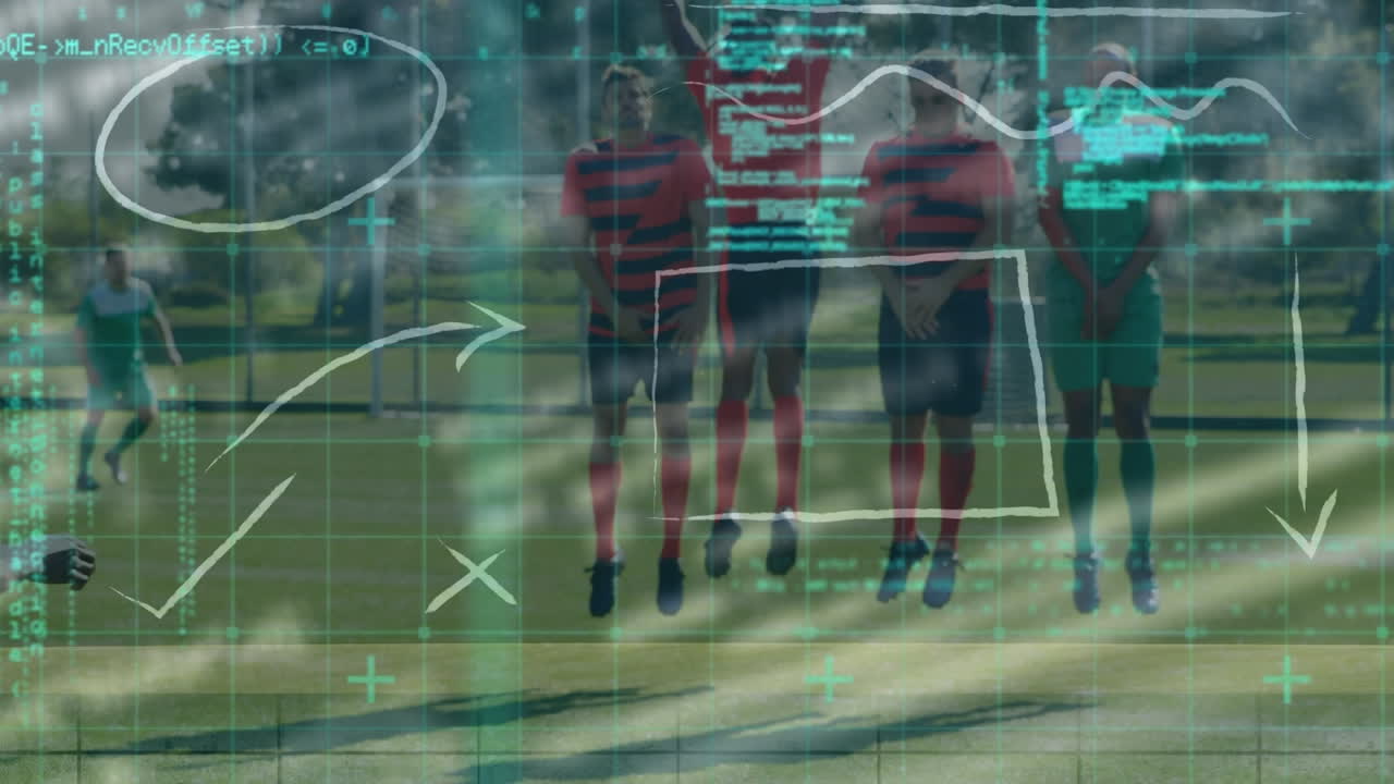 Animasjon av grafer og databehandling over fans på idrettsstadion