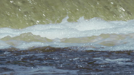 Rápidos-De-Río-Con-Espuma-Y-Burbujas-En-La-Superficie,-Vertedero-Peligroso