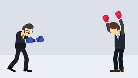 business man battle in boxing gloves. business competition concept. loop illustration in flat style.