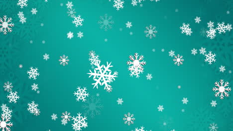 animación de copos de nieve cayendo sobre un fondo azul