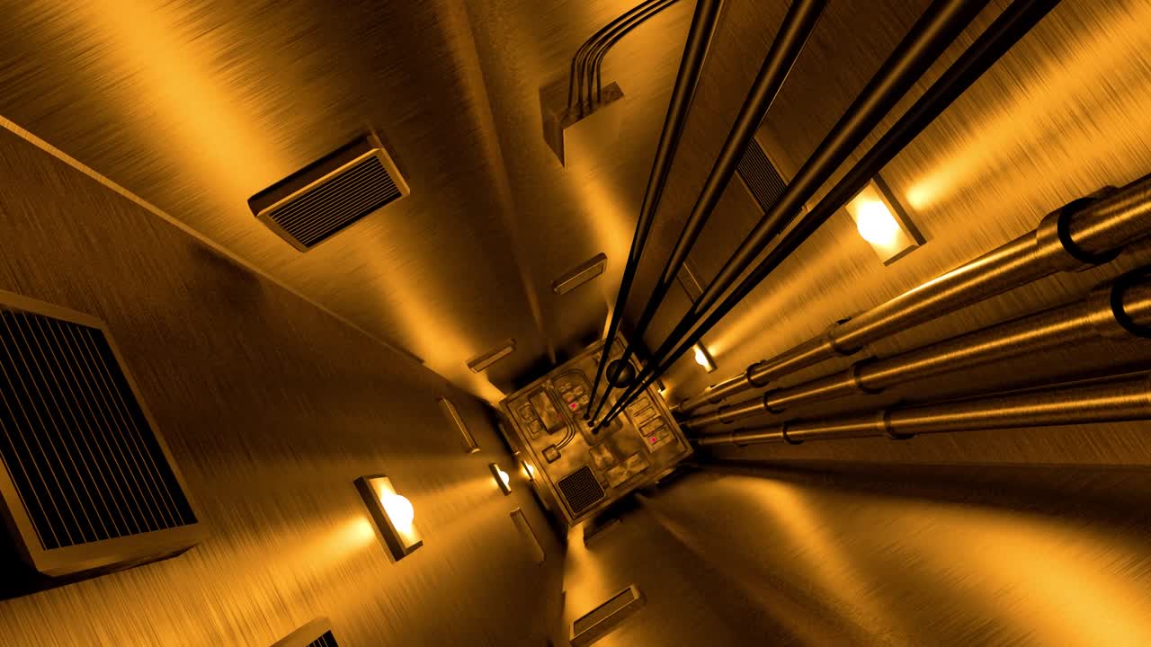 Elevator shaft lift shaft bunker vault safe nuclear machinery 4k